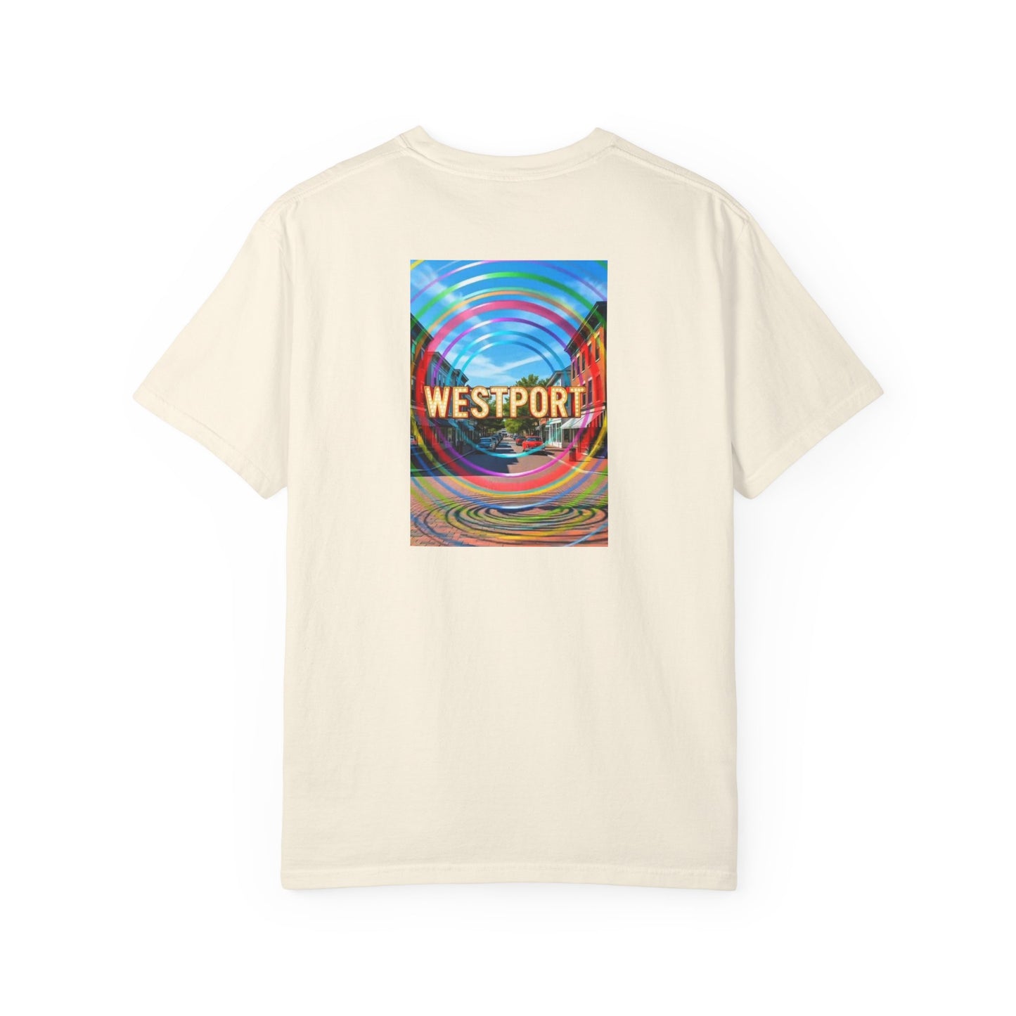 Westport Connecticut Vintage Retro Back Printed Art Series Cotton Tee - Black Logo