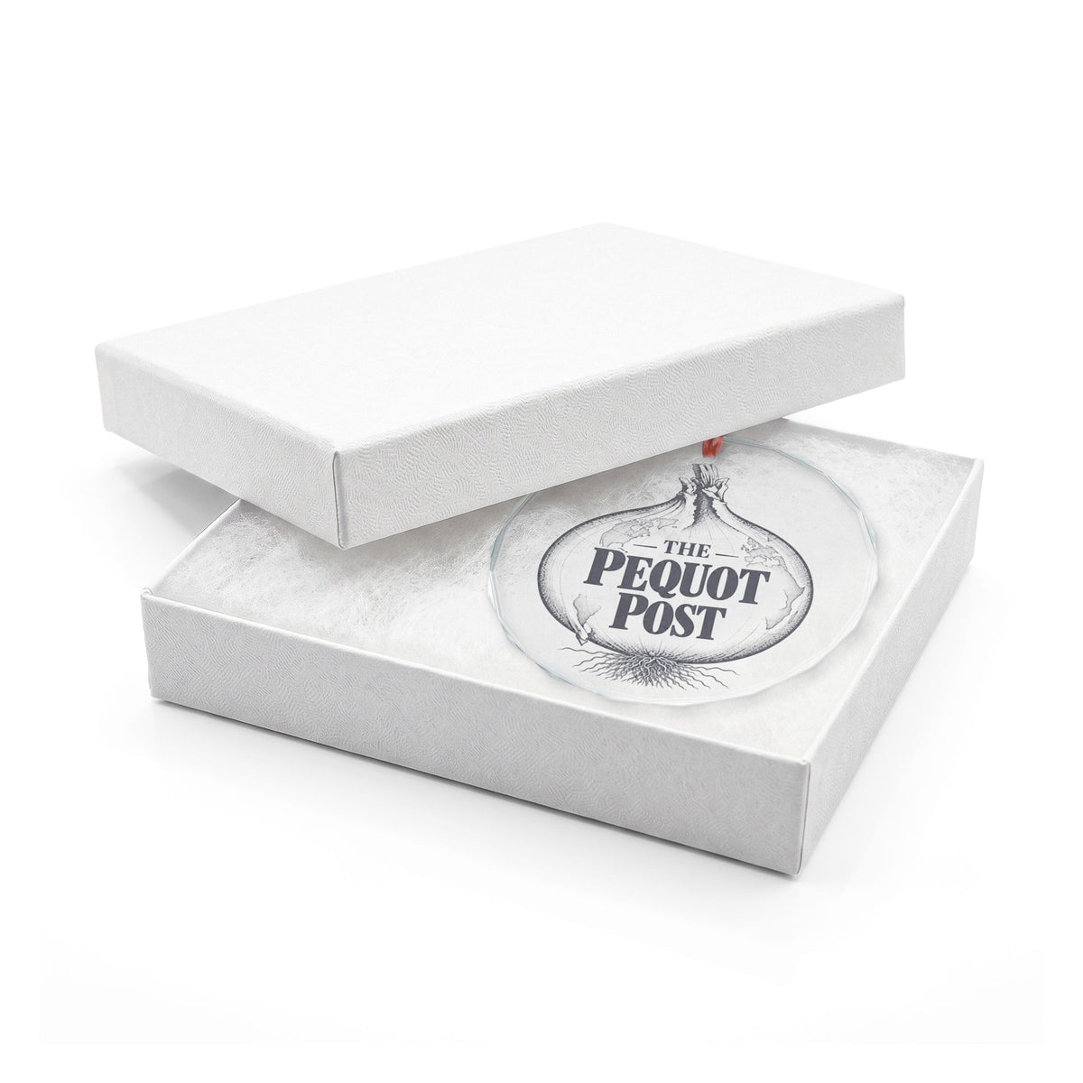 The Pequot Post Onion Globe Crystal Ornament, Southport CT - In White Gift Box