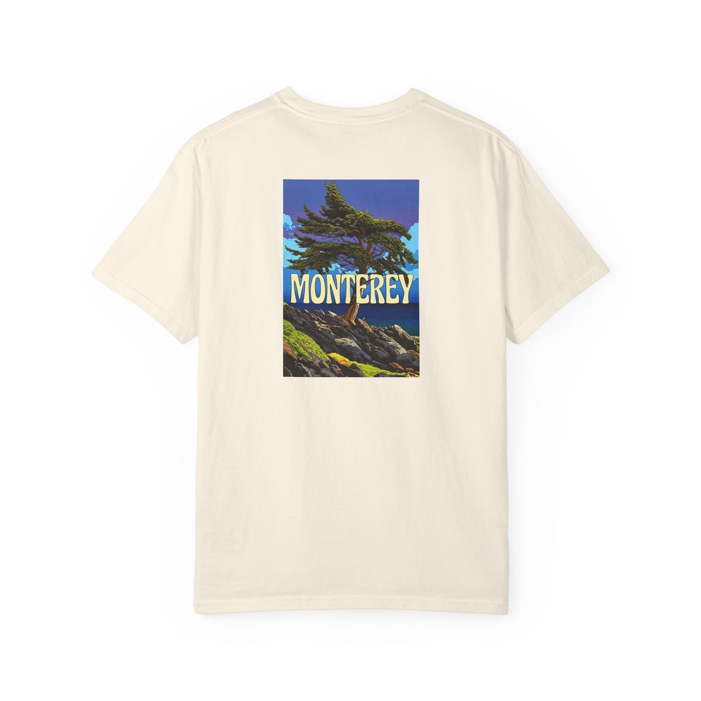 Monterey California Vintage Retro Back Printed Art Series Cotton Tee - Black Logo