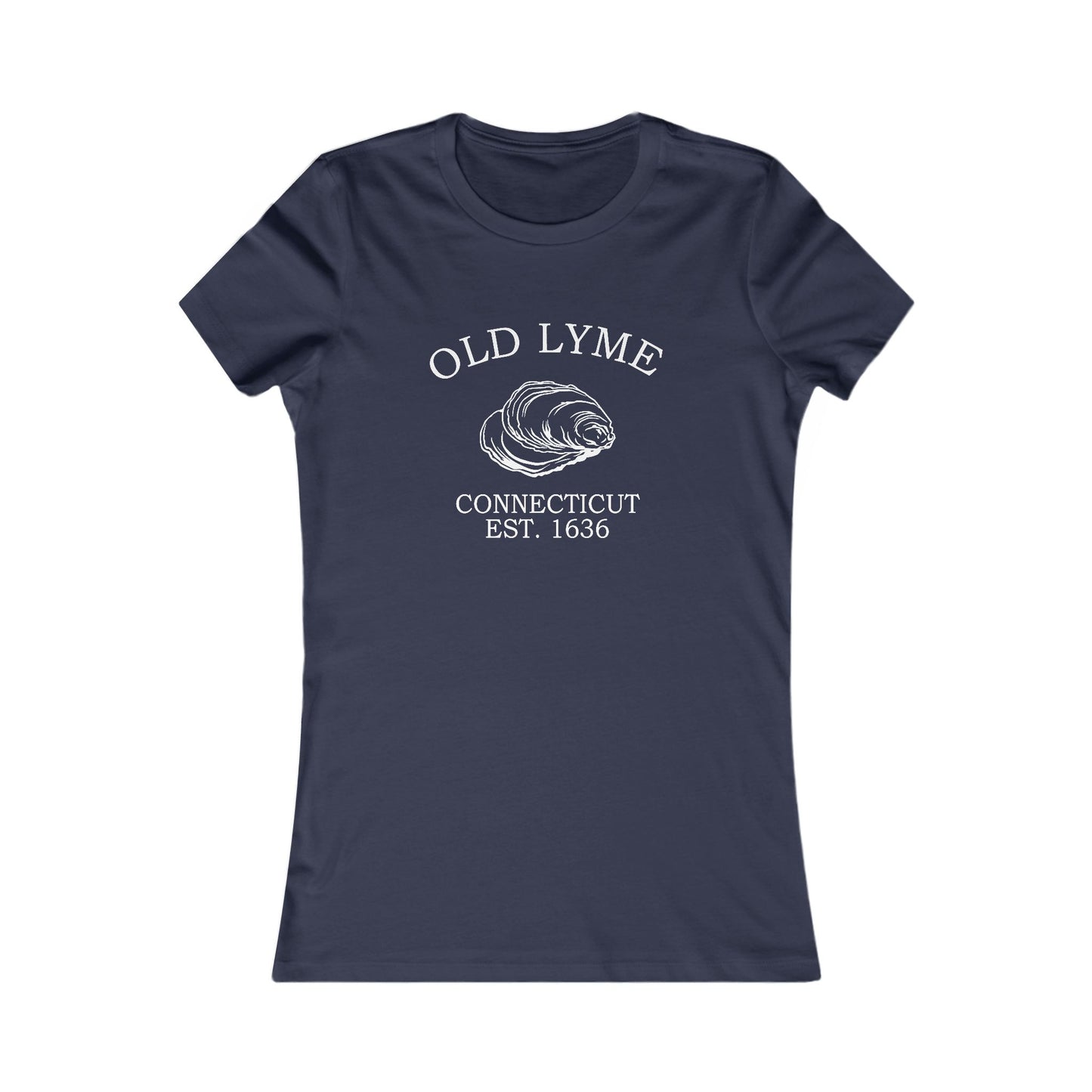 Old Lyme Connecticut Vintage Retro Womens Fitted Ringspun Cotton Tee - White Logo