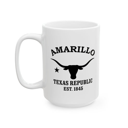 Amarillo Texas Vintage Retro Ceramic Mug - Black Logo
