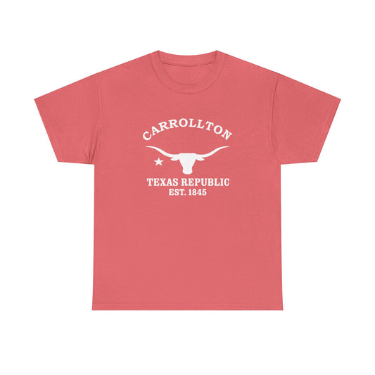 Carrollton Texas Vintage Retro Unisex Heavy Cotton Tee - White Logo