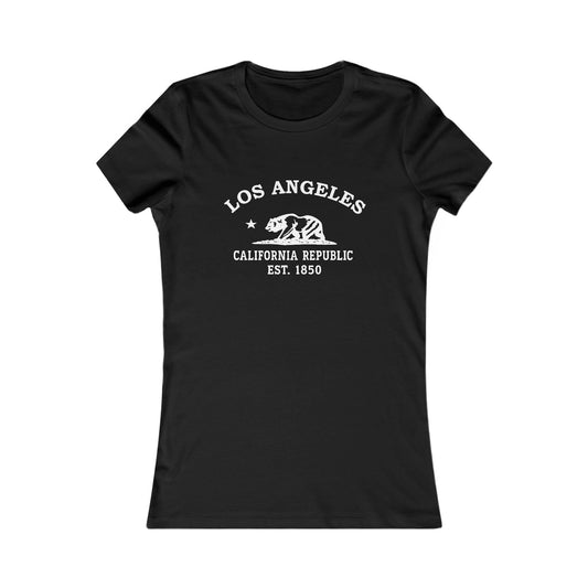 Los Angeles California Vintage Retro Womens Fitted Ringspun Cotton Tee - White Logo