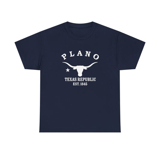 Plano Texas Vintage Retro Unisex Heavy Cotton Tee - White Logo