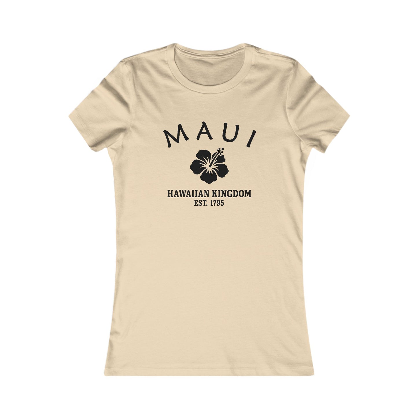 Maui Hawaii Vintage Retro Womens Fitted Ringspun Cotton Tee - Black Logo