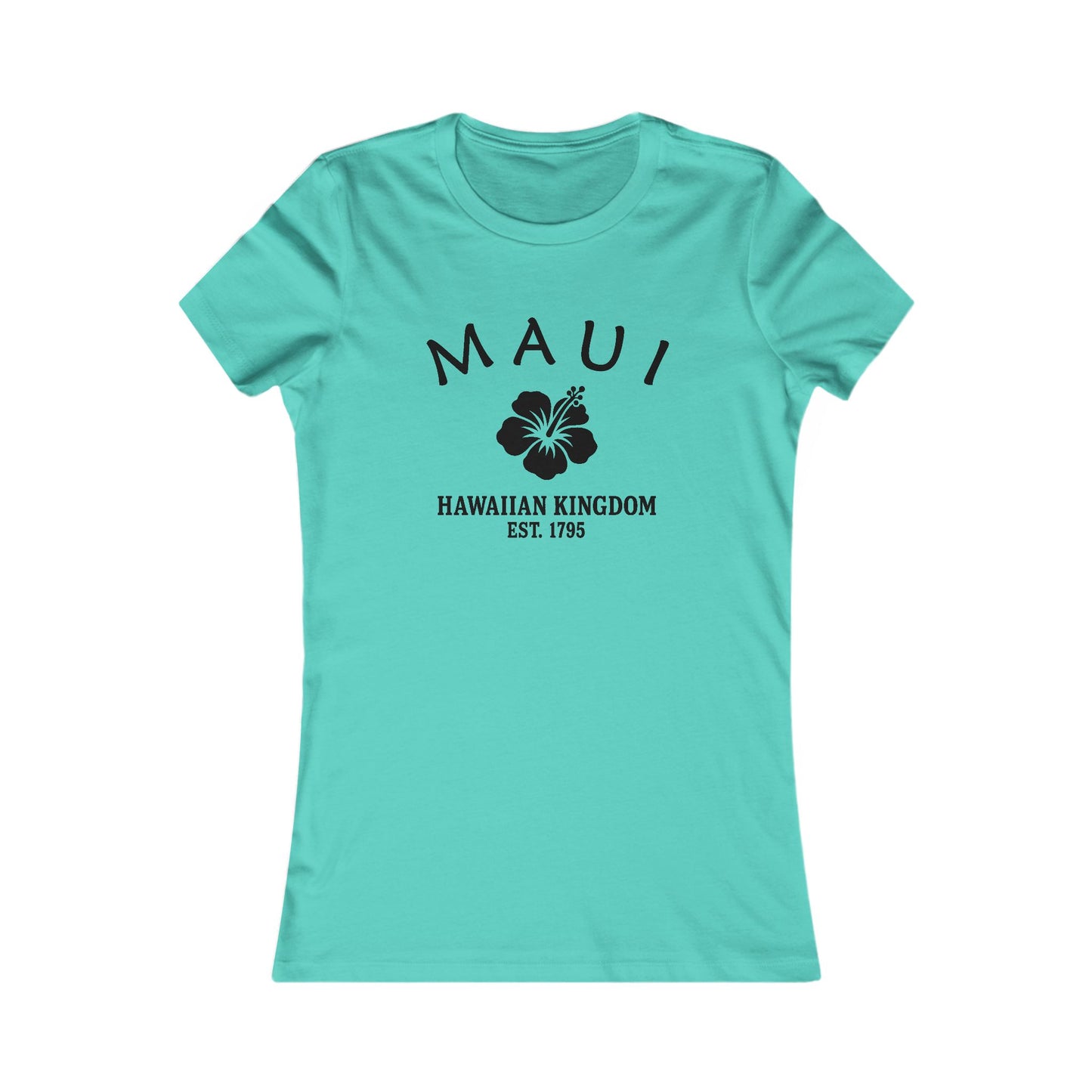Maui Hawaii Vintage Retro Womens Fitted Ringspun Cotton Tee - Black Logo