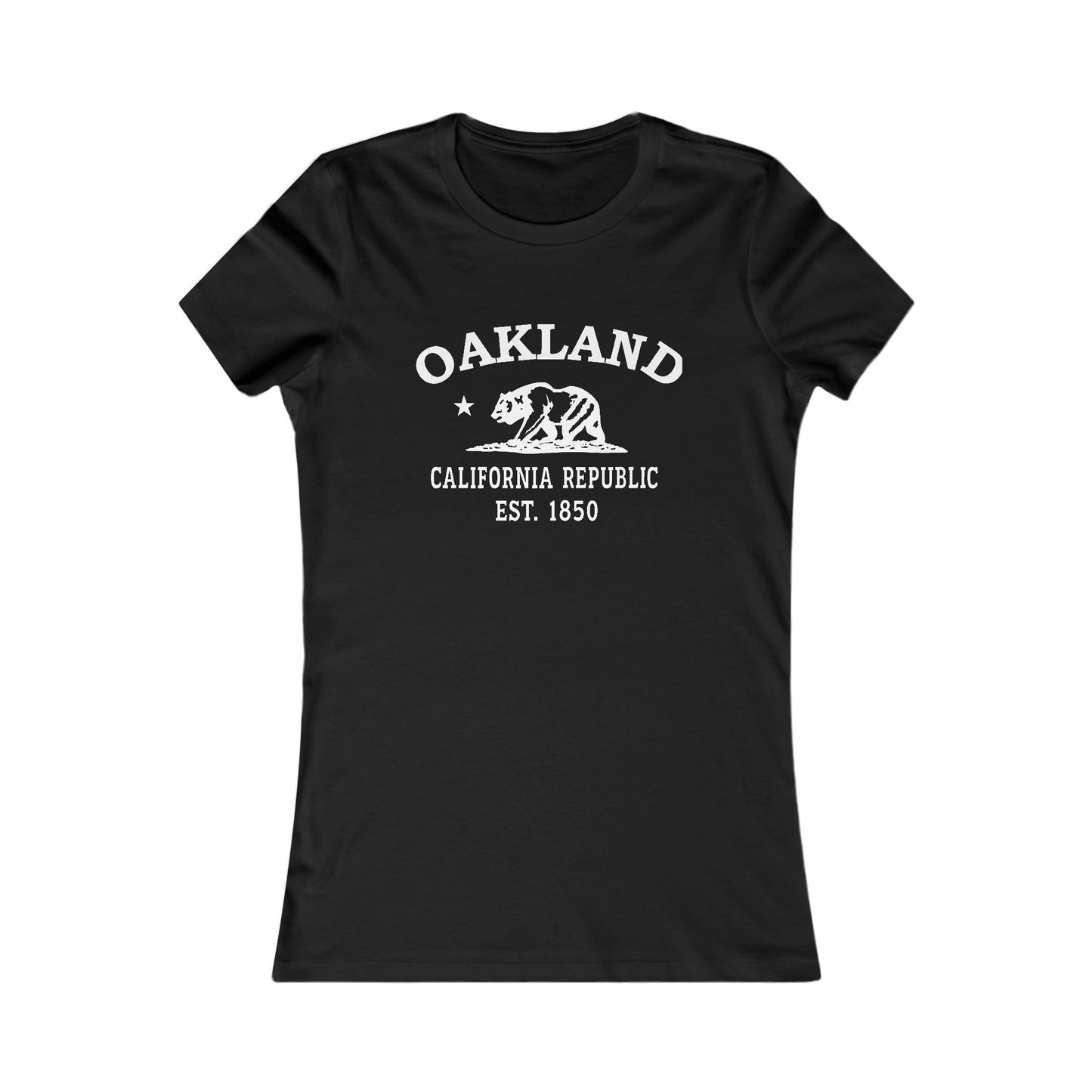 Oakland California Vintage Retro Womens Fitted Ringspun Cotton Tee - White Logo