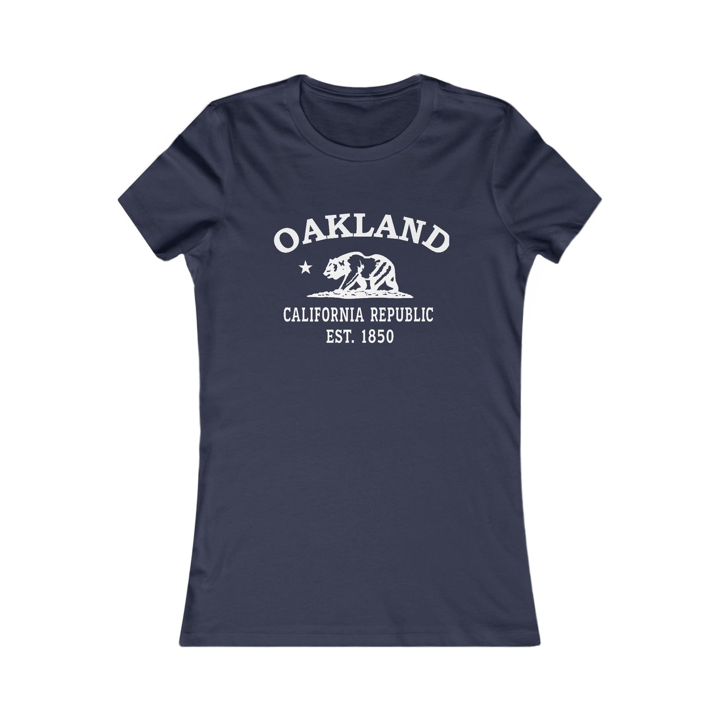 Oakland California Vintage Retro Womens Fitted Ringspun Cotton Tee - White Logo
