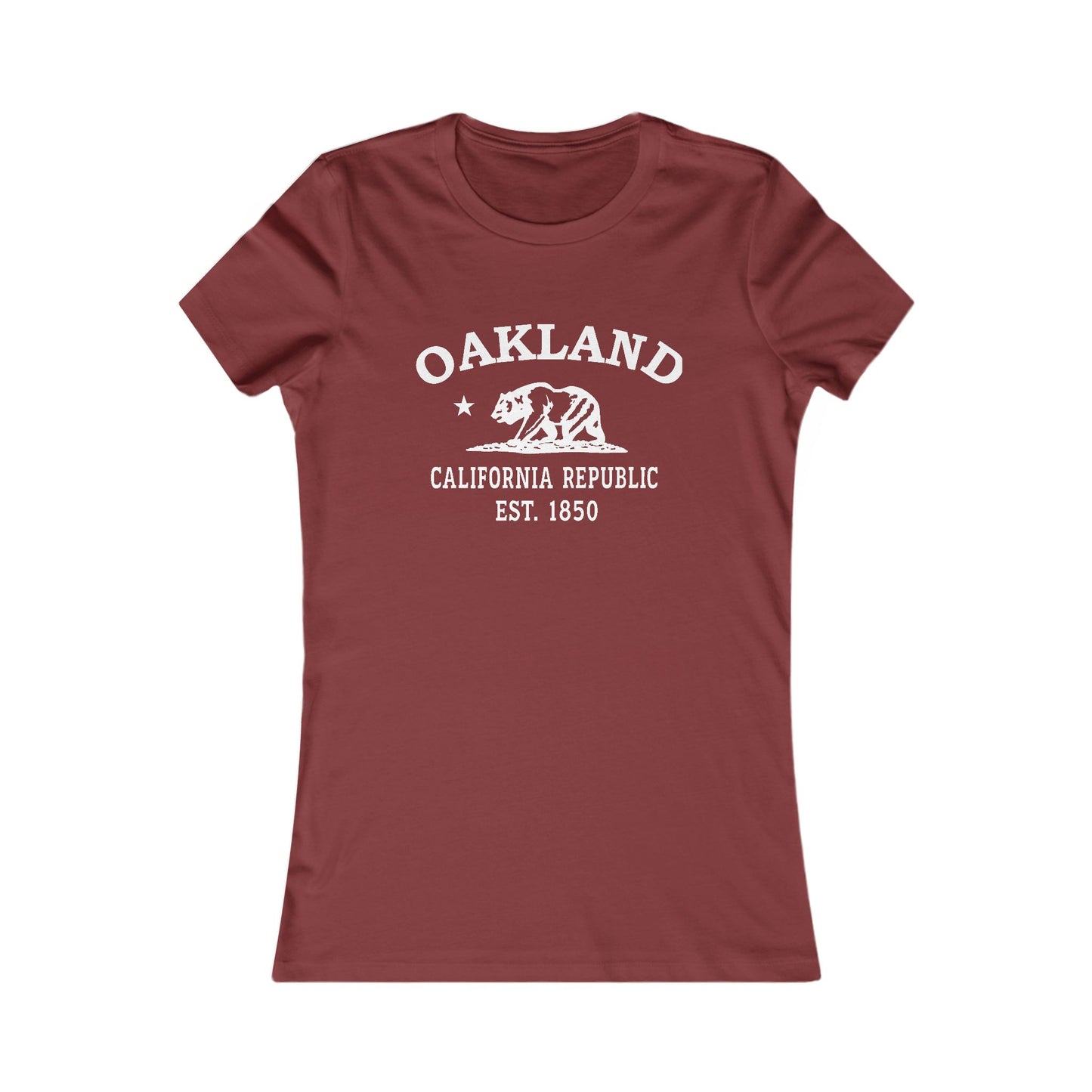 Oakland California Vintage Retro Womens Fitted Ringspun Cotton Tee - White Logo
