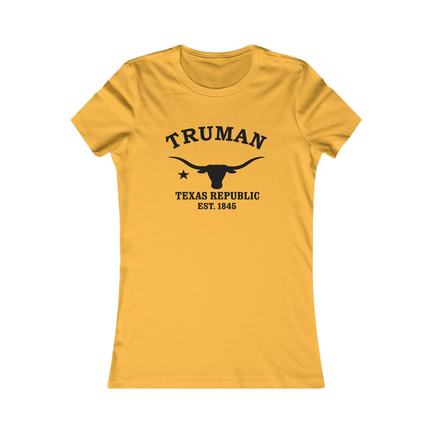 Truman Texas Vintage Retro Womens Fitted Ringspun Cotton Tee - Black Logo