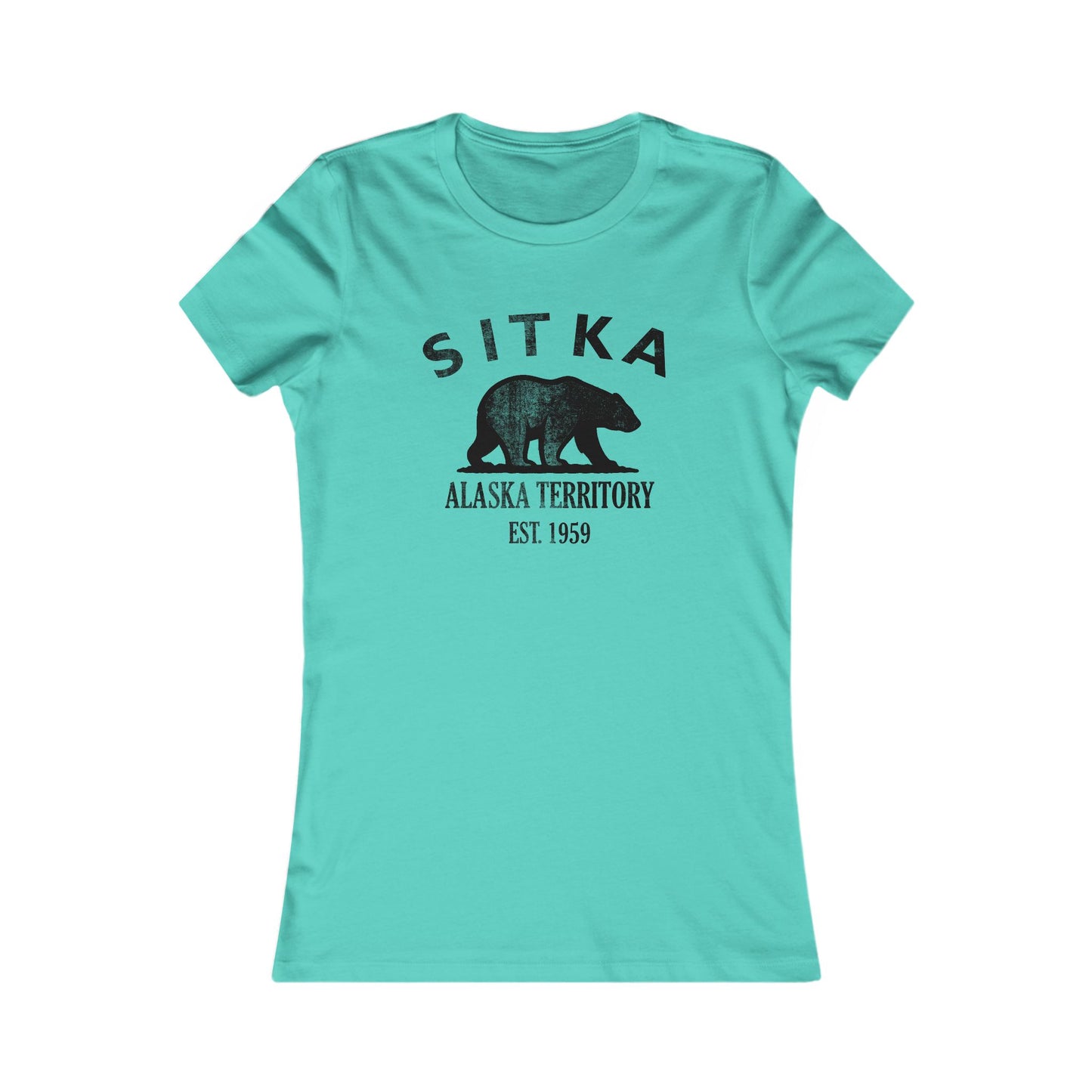 Sitka Alaska Ringspun Cotten Fitted Vintage Retro Womens Tee - Black Logo