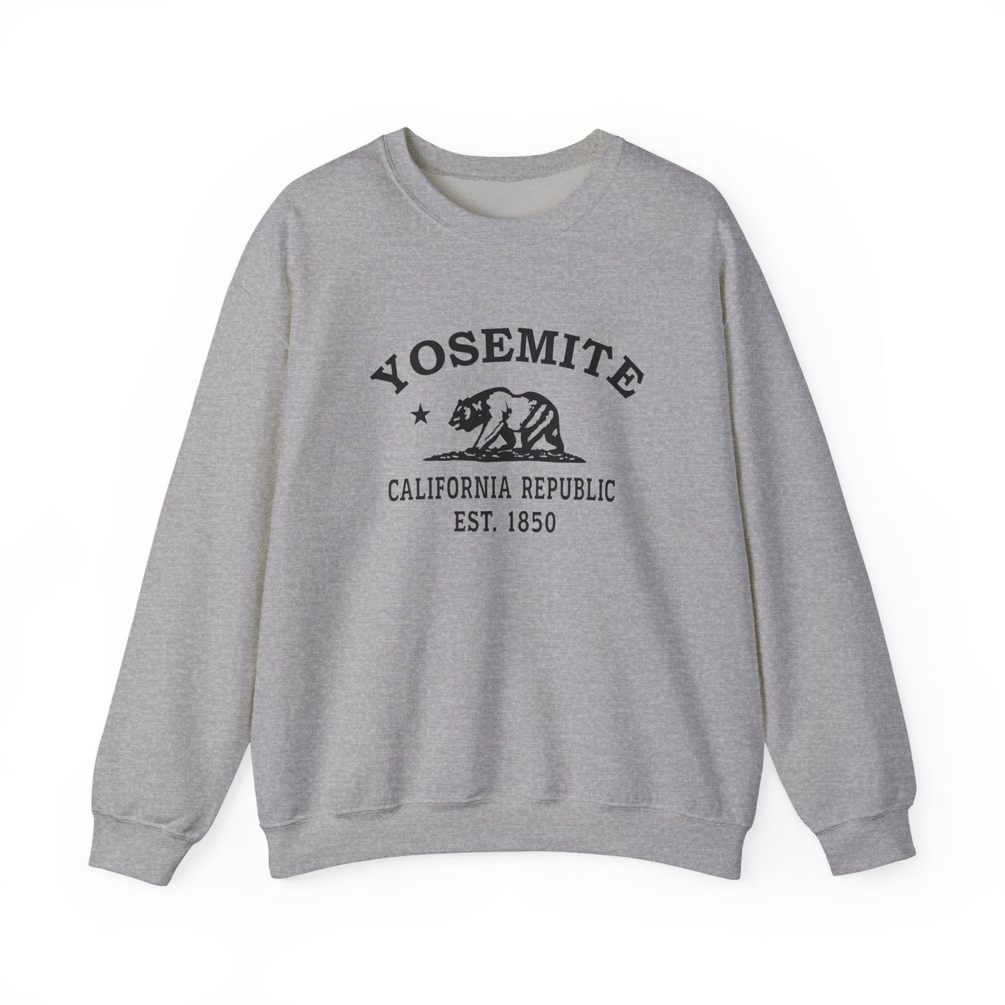 Yosemite California Vintage Retro Unisex Heavy Crewneck Sweatshirt - Black Logo