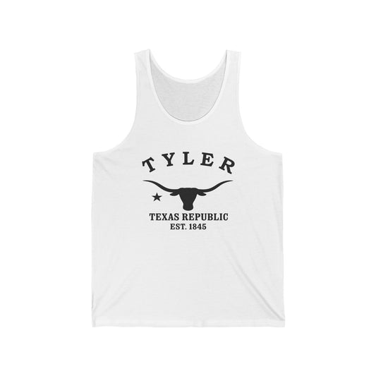 Tyler Texas Vintage Retro Unisex Cotton Jersey Tank Top - Black Logo