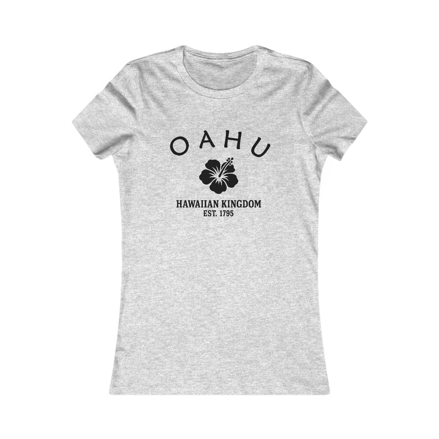 Oahu Hawaii Ringspun Cotten Fitted Vintage Retro Womens Tee - Black Logo