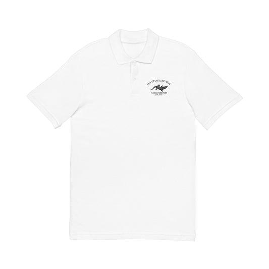 Daytona Beach Florida Vintage Retro Unisex Embroidered Cotton Polo - Black Logo
