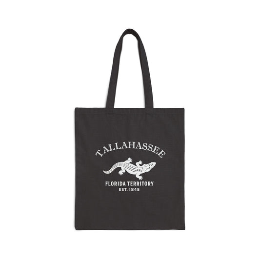Tallahassee Florida Vintage Retro Cotton Canvas Tote Bag - White Logo