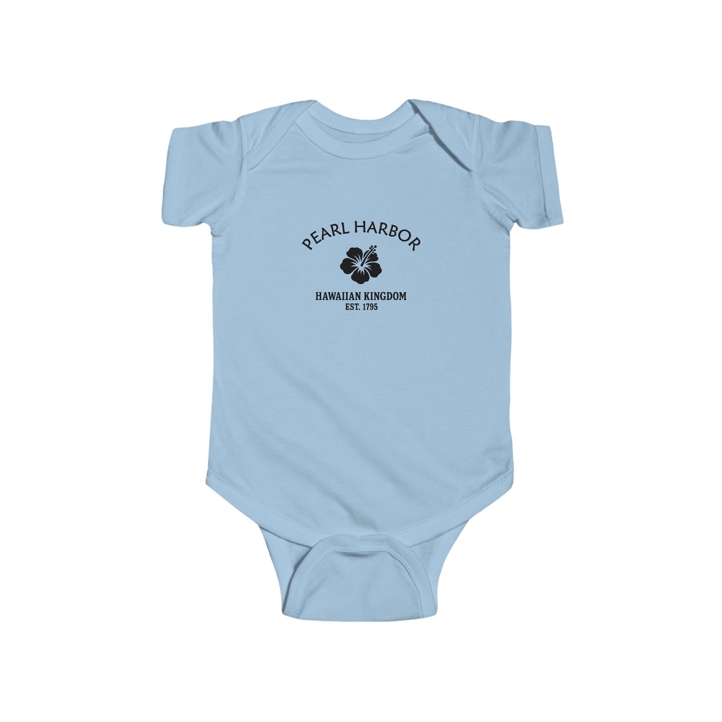 Pearl Harbor Hawaii Vintage Retro Cotton Jersey Baby Bodysuit - Black Logo