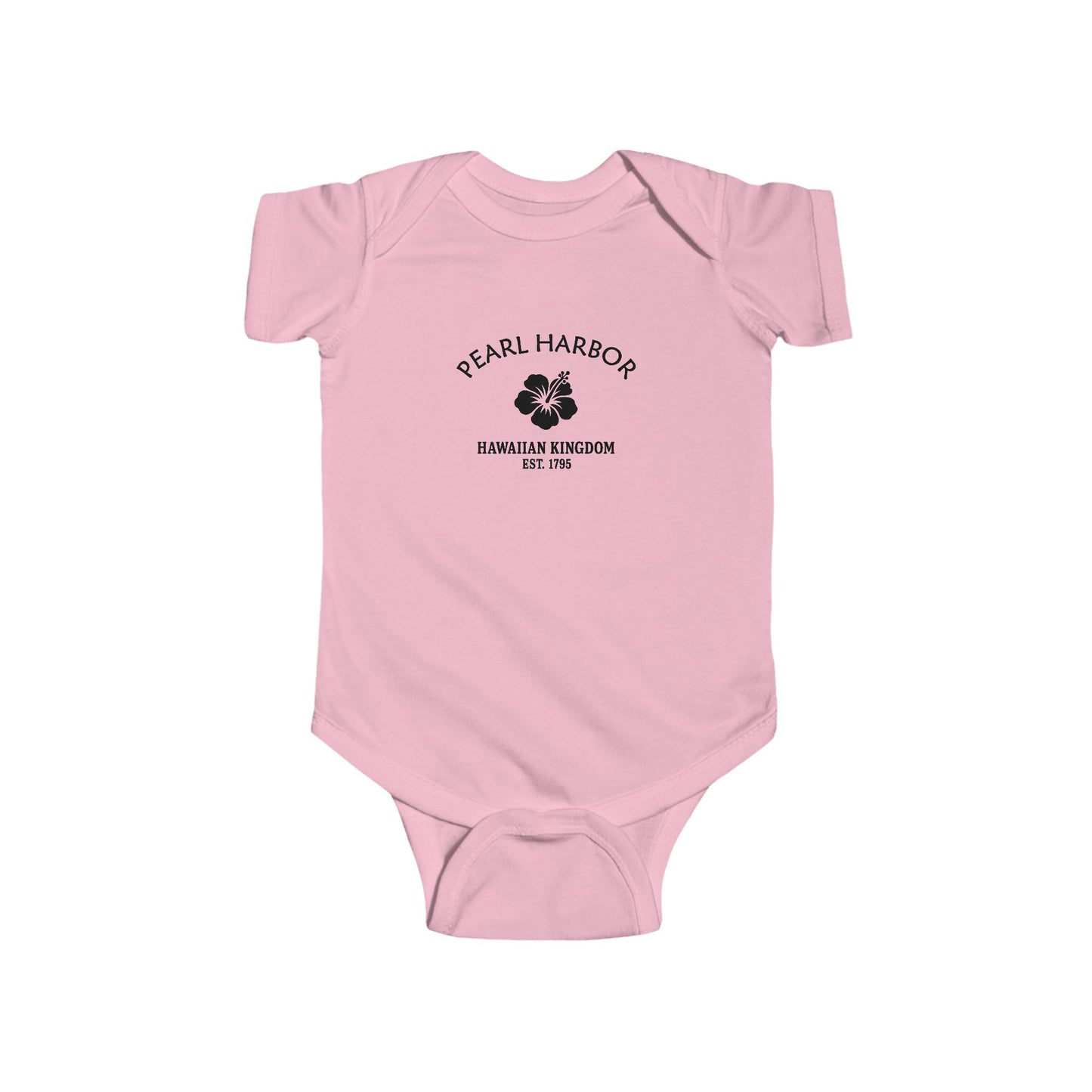 Pearl Harbor Hawaii Vintage Retro Cotton Jersey Baby Bodysuit - Black Logo