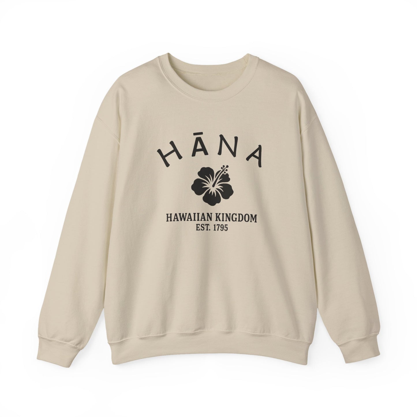 Hana Hawaii Vintage Retro Unisex Heavy Crewneck Sweatshirt - Black Logo