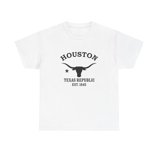 Houston Texas Vintage Retro Unisex Heavy Cotton Tee - Black Logo