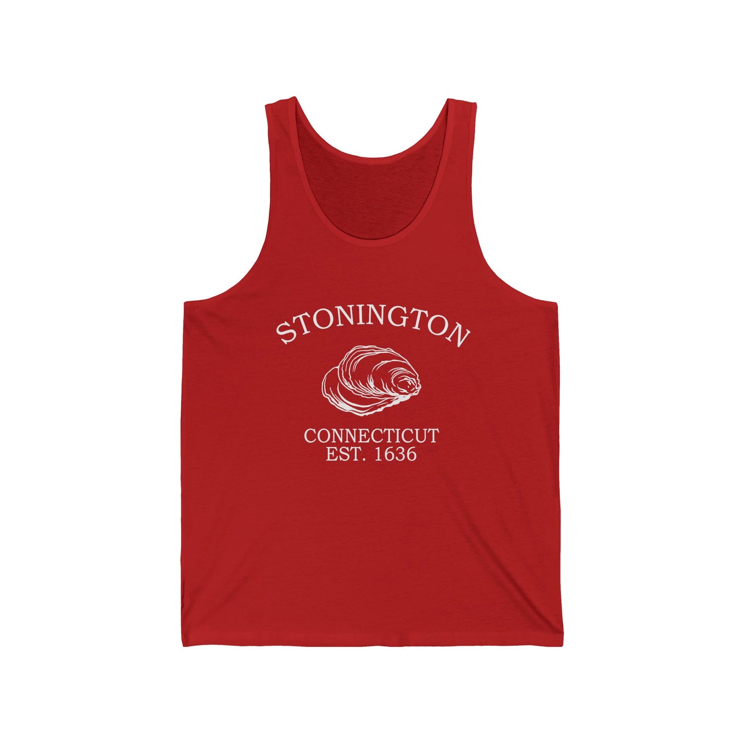 Stonington Connecticut Vintage Retro Unisex Cotton Jersey Tank Top - White Logo
