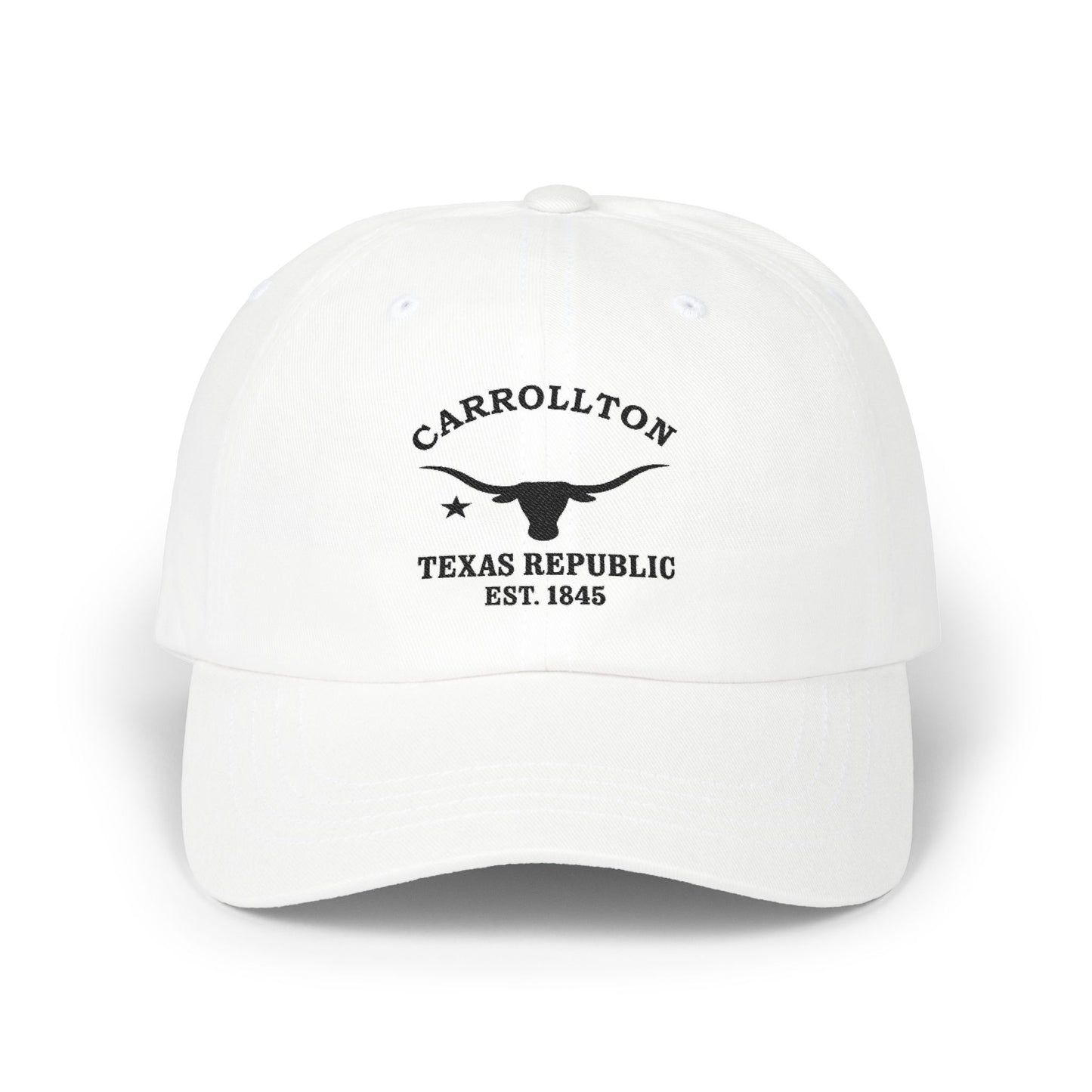 Carrollton Texas Vintage Retro Embroidered Cotton Cap - Black Logo
