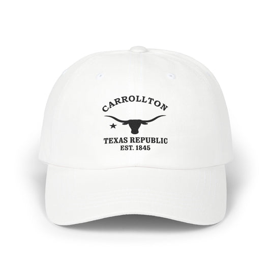 Carrollton Texas Vintage Retro Embroidered Cotton Cap - Black Logo