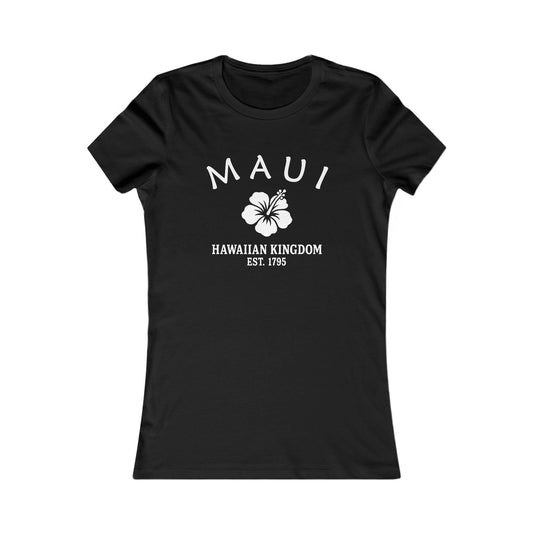 Maui Hawaii Vintage Retro Womens Fitted Ringspun Cotton Tee - White Logo