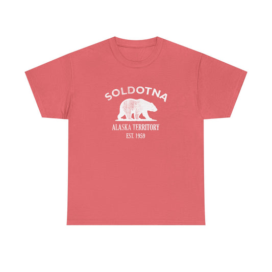 Soldotna Alaska Vintage Retro Unisex Heavy Cotton Tee - White Logo