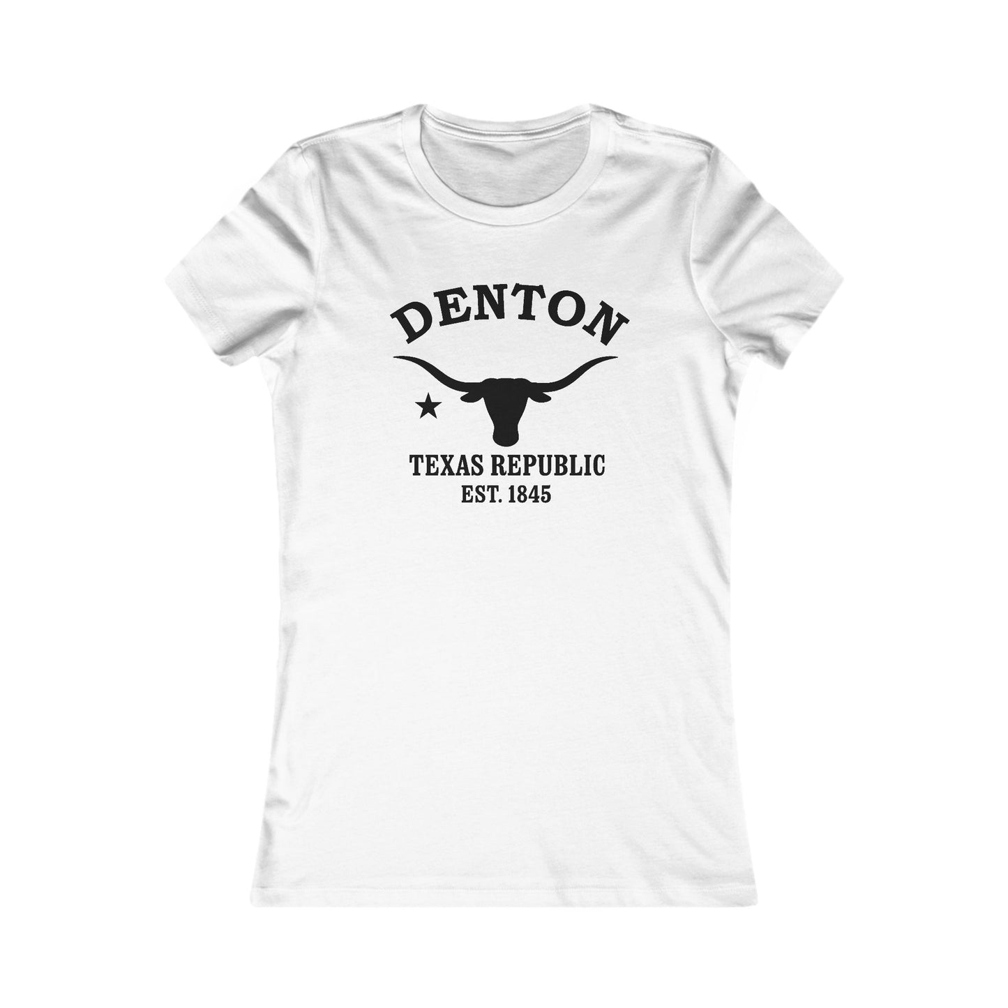 Denton Texas Vintage Retro Womens Fitted Ringspun Cotton Tee - Black Logo