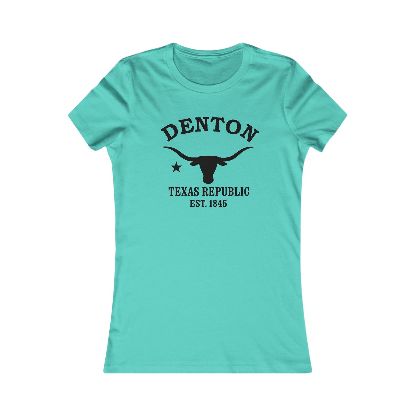 Denton Texas Vintage Retro Womens Fitted Ringspun Cotton Tee - Black Logo