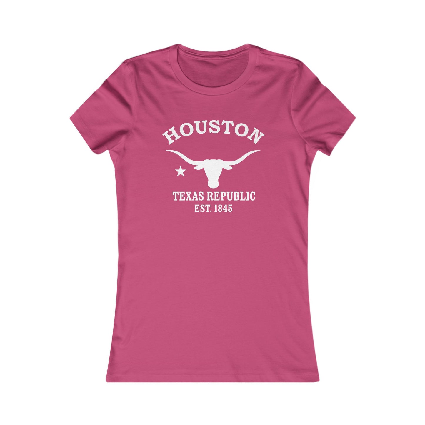 Houston Texas Vintage Retro Womens Fitted Ringspun Cotton Tee - White Logo