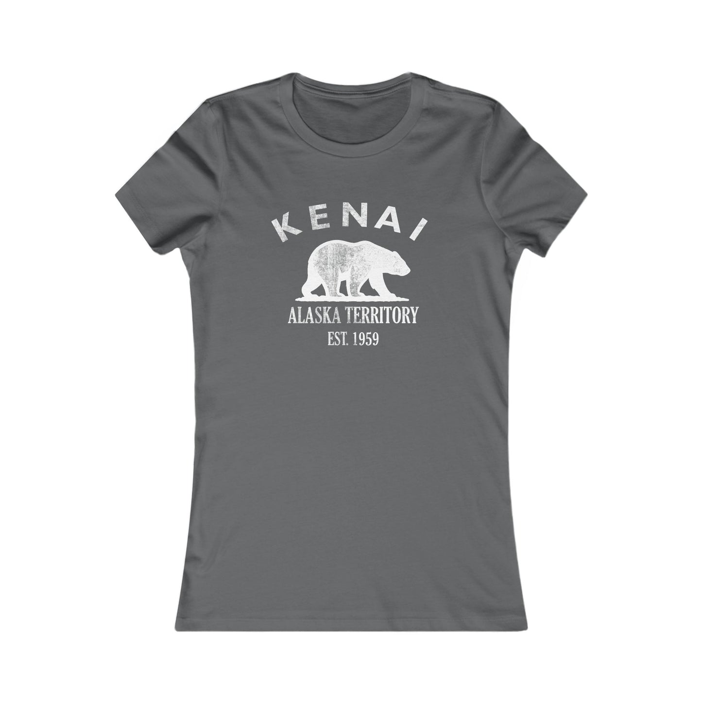 Kenai Alaska Vintage Retro Womens Fitted Ringspun Cotton Tee - White Logo