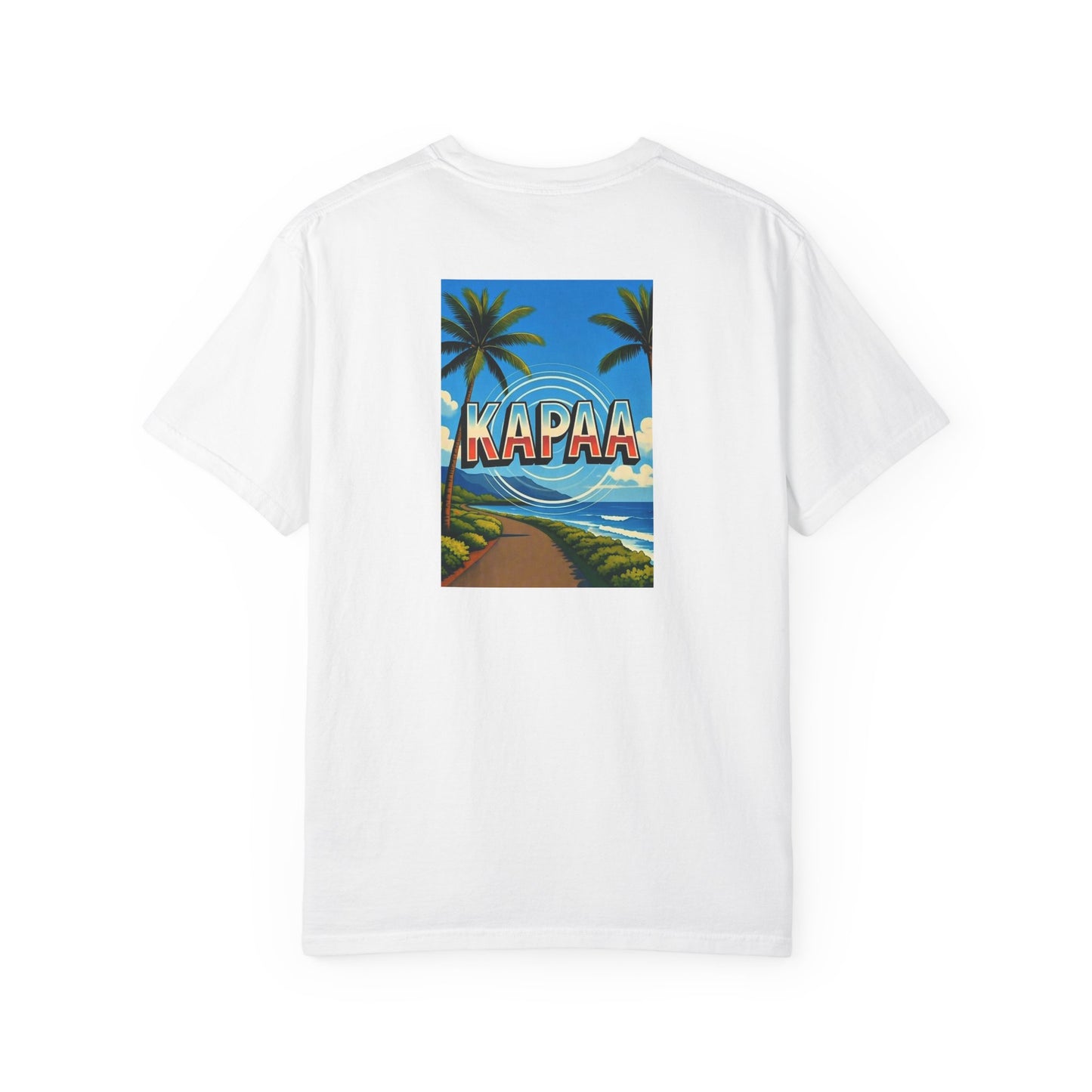 Kapaa Hawaii Vintage Retro Back Printed Art Series Cotton Tee - Black Logo