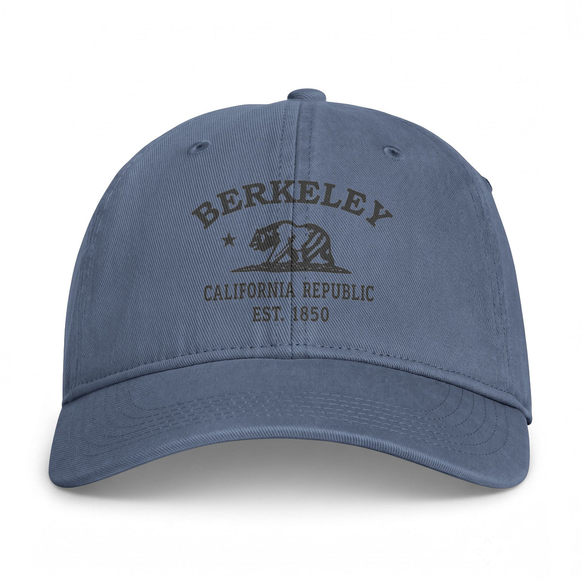 Berkeley California Distressed Cotton Cap - Charcoal Print Logo