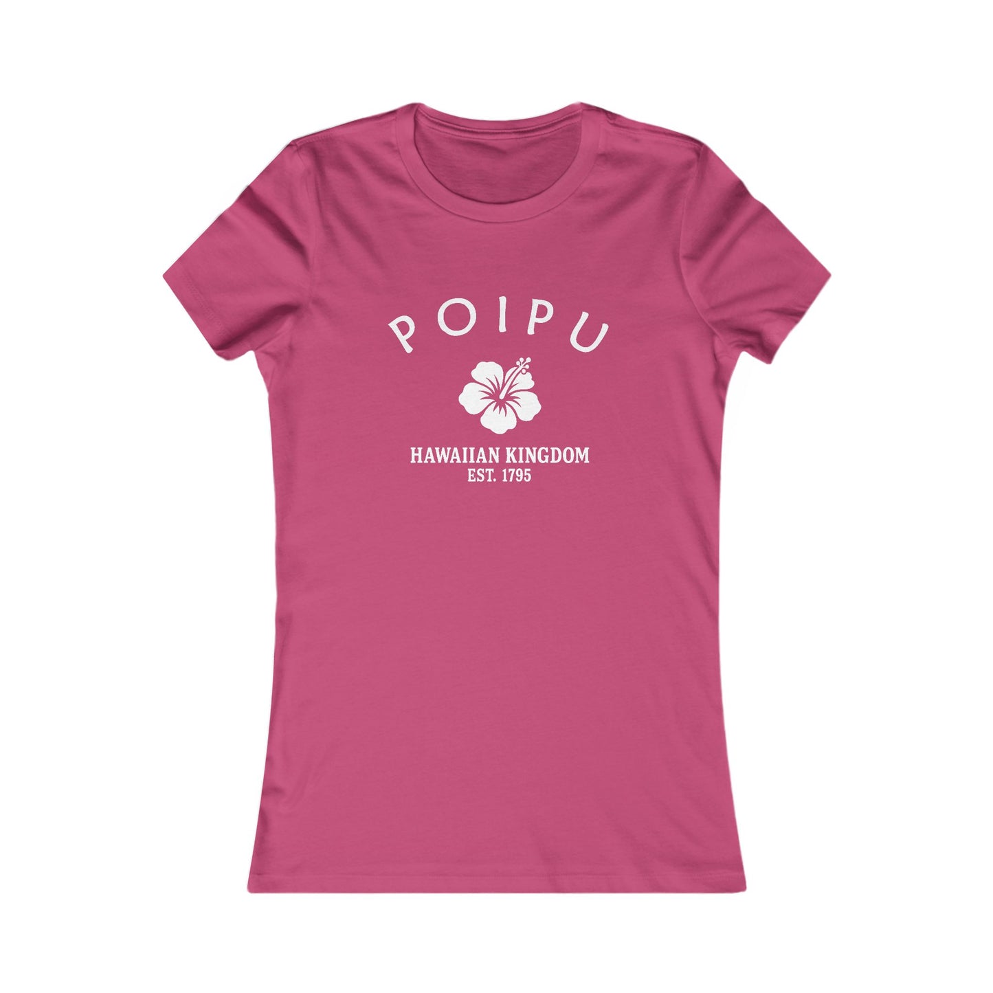 Poipu Hawaii Vintage Retro Womens Fitted Ringspun Cotton Tee - White Logo