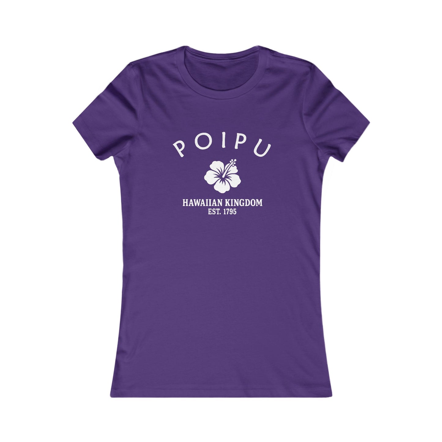 Poipu Hawaii Vintage Retro Womens Fitted Ringspun Cotton Tee - White Logo