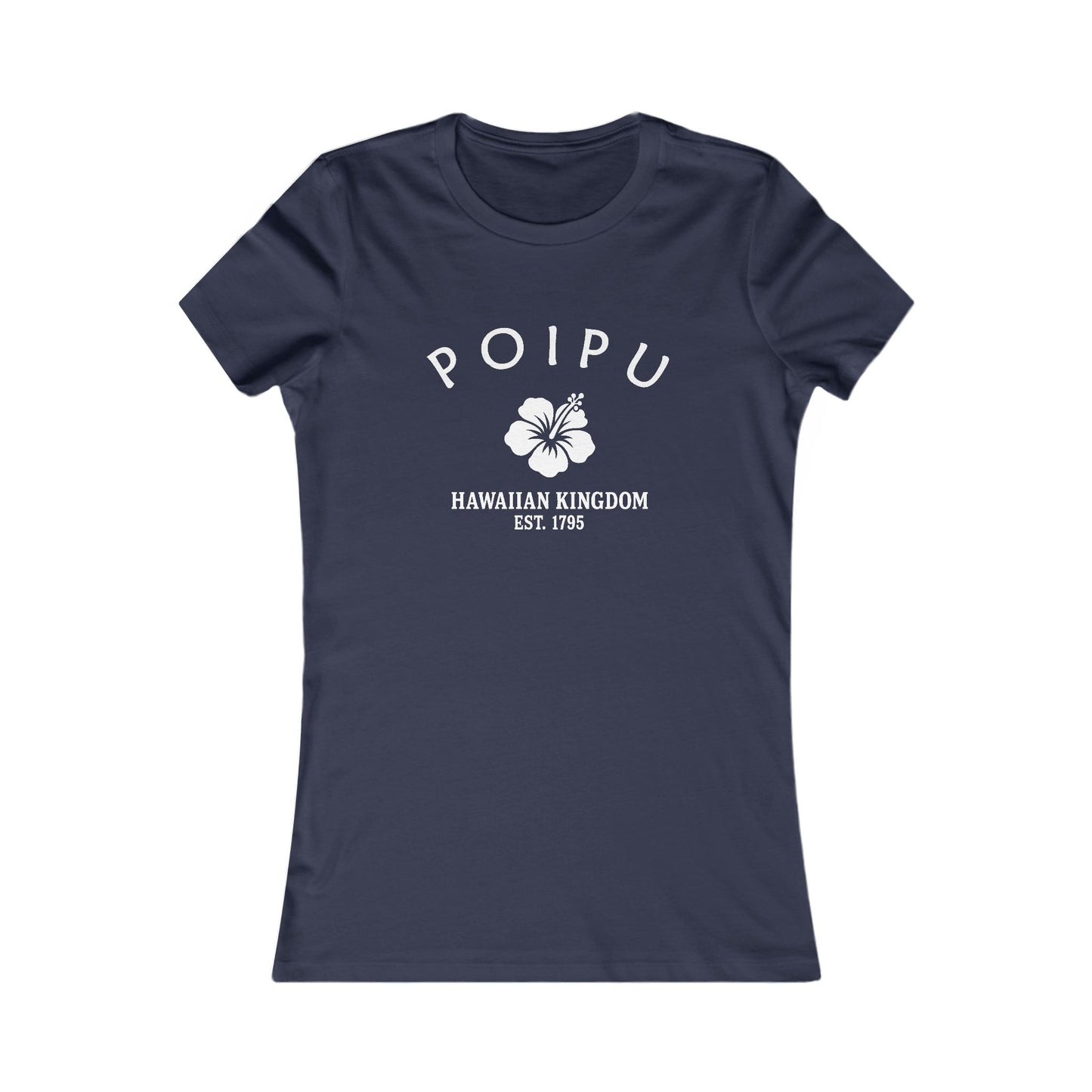 Poipu Hawaii Vintage Retro Womens Fitted Ringspun Cotton Tee - White Logo