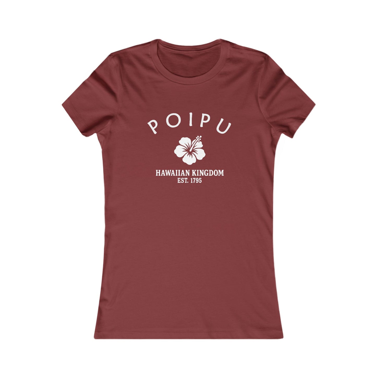 Poipu Hawaii Vintage Retro Womens Fitted Ringspun Cotton Tee - White Logo