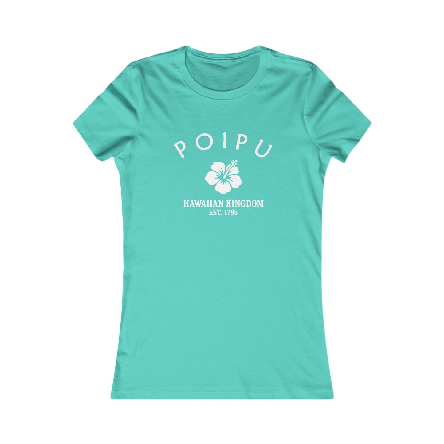 Poipu Hawaii Vintage Retro Womens Fitted Ringspun Cotton Tee - White Logo