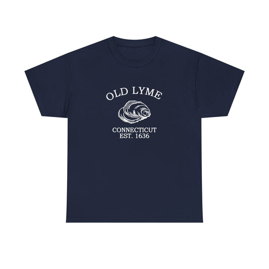 Old Lyme Connecticut Vintage Retro Unisex Heavy Cotton Tee - White Logo