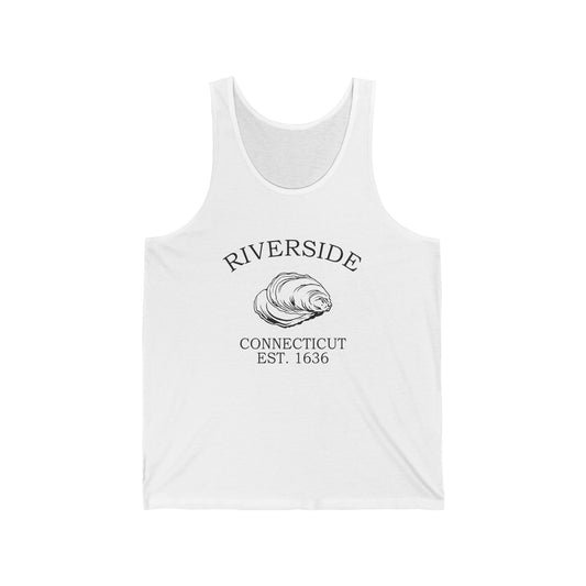 Riverside Connecticut Unisex Cotton Jersey Tank Top - Black Logo