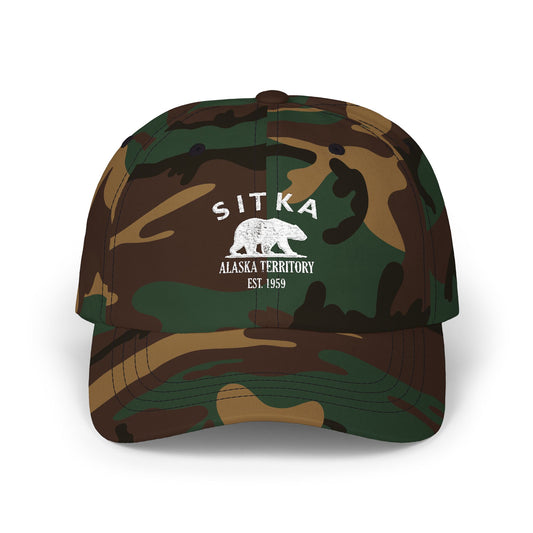 Sitka Alaska Vintage Retro Embroidered Cotton Cap - White Logo