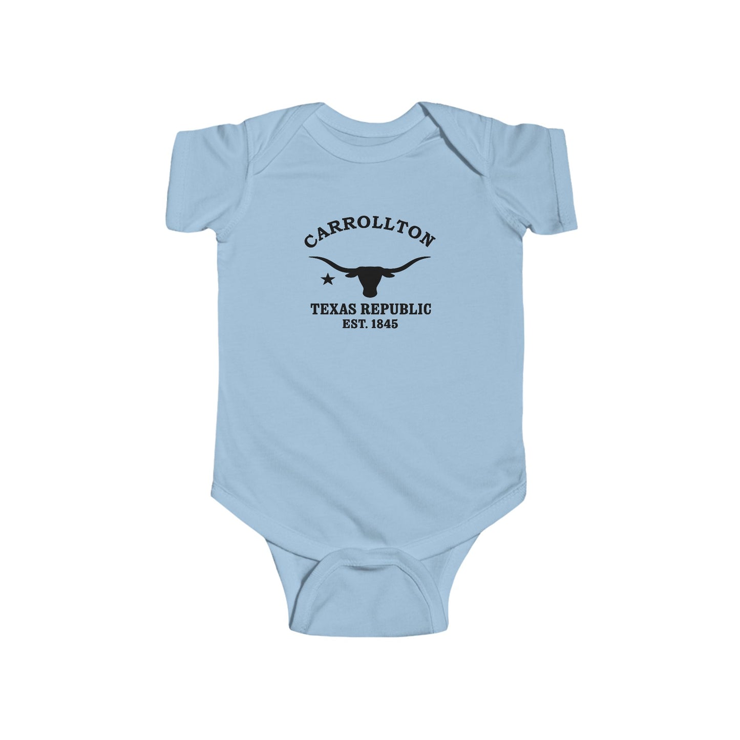 Carrollton Texas Vintage Retro Cotton Jersey Baby Bodysuit - Black Logo