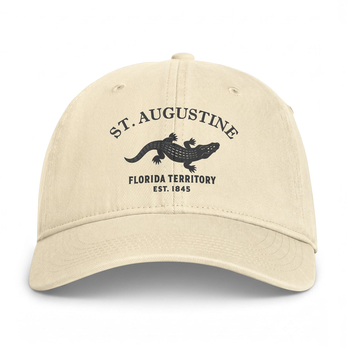 St Augustine Florida Distressed Cotton Cap - Charcoal Print Logo
