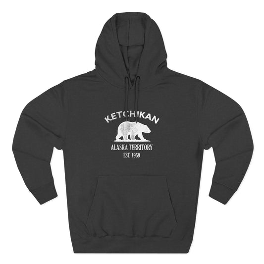Ketchikan Alaska Vintage Retro Unisex Heavy Cotton Hoodie - White Logo