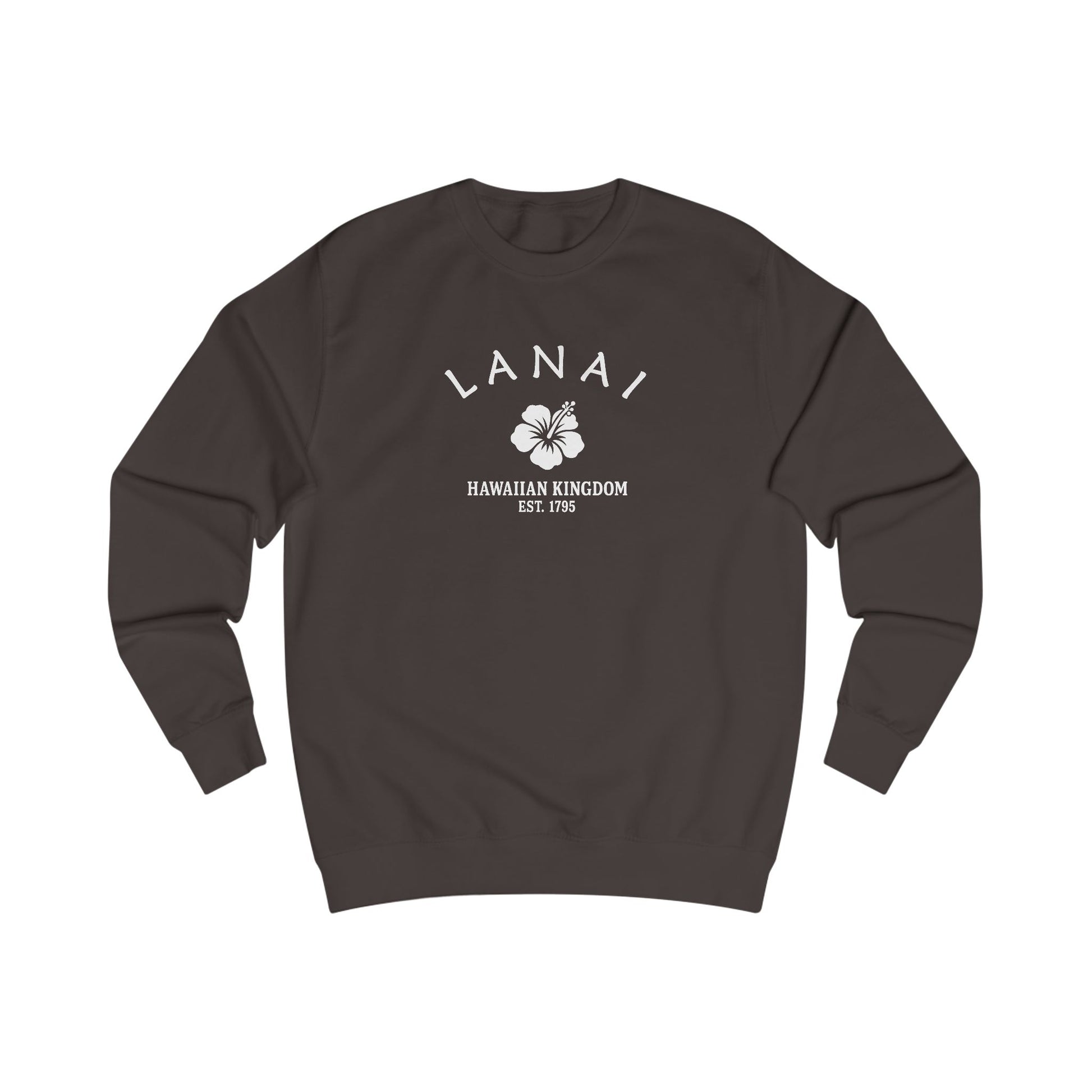 Lanai Hawaii Vintage Retro Premium Crewneck Sweatshirt - White Logo - Bottle Green