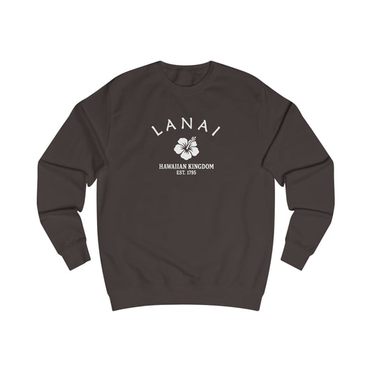 Lanai Hawaii Vintage Retro Premium Crewneck Sweatshirt - White Logo - Bottle Green