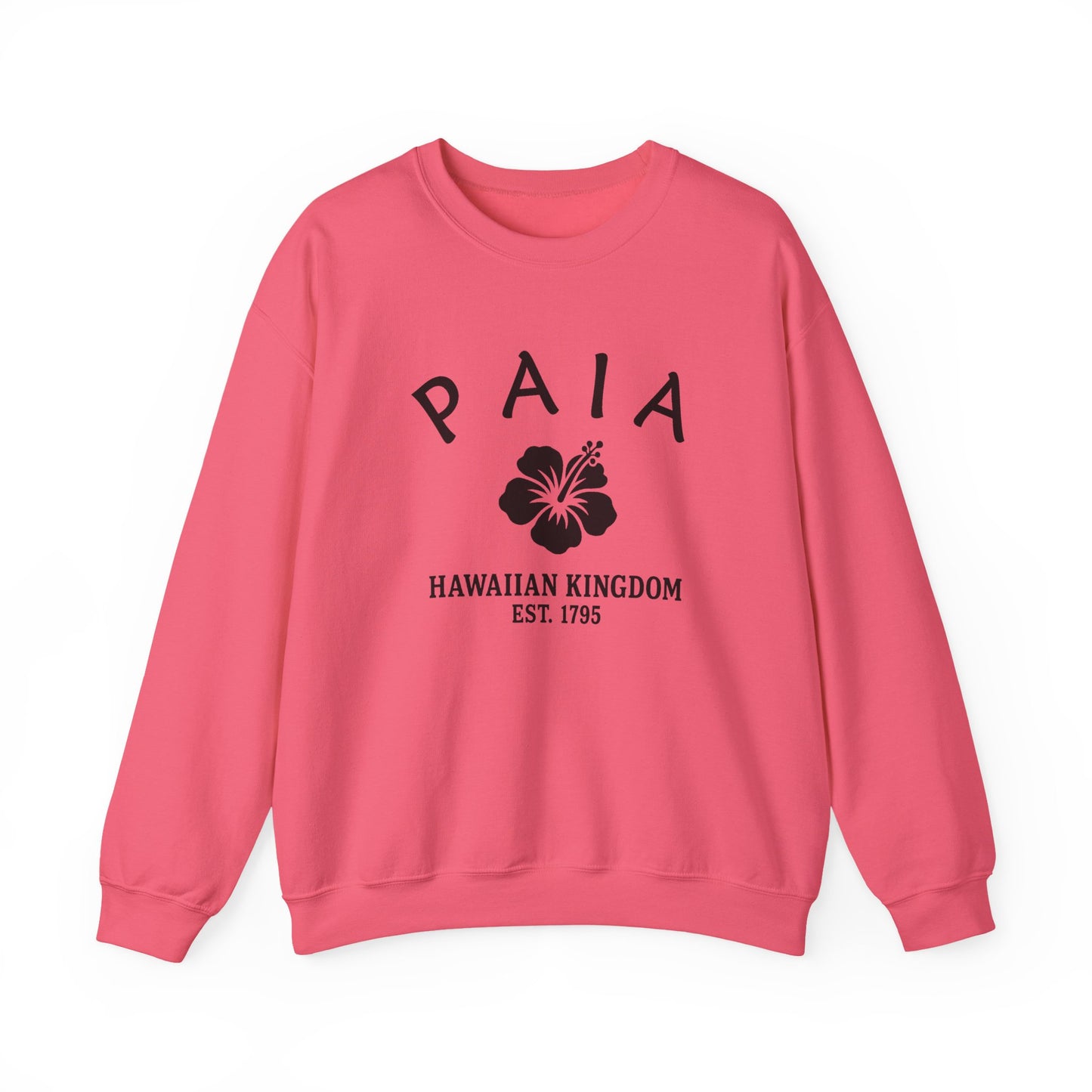 Paia Hawaii Vintage Retro Unisex Heavy Crewneck Sweatshirt - Black Logo