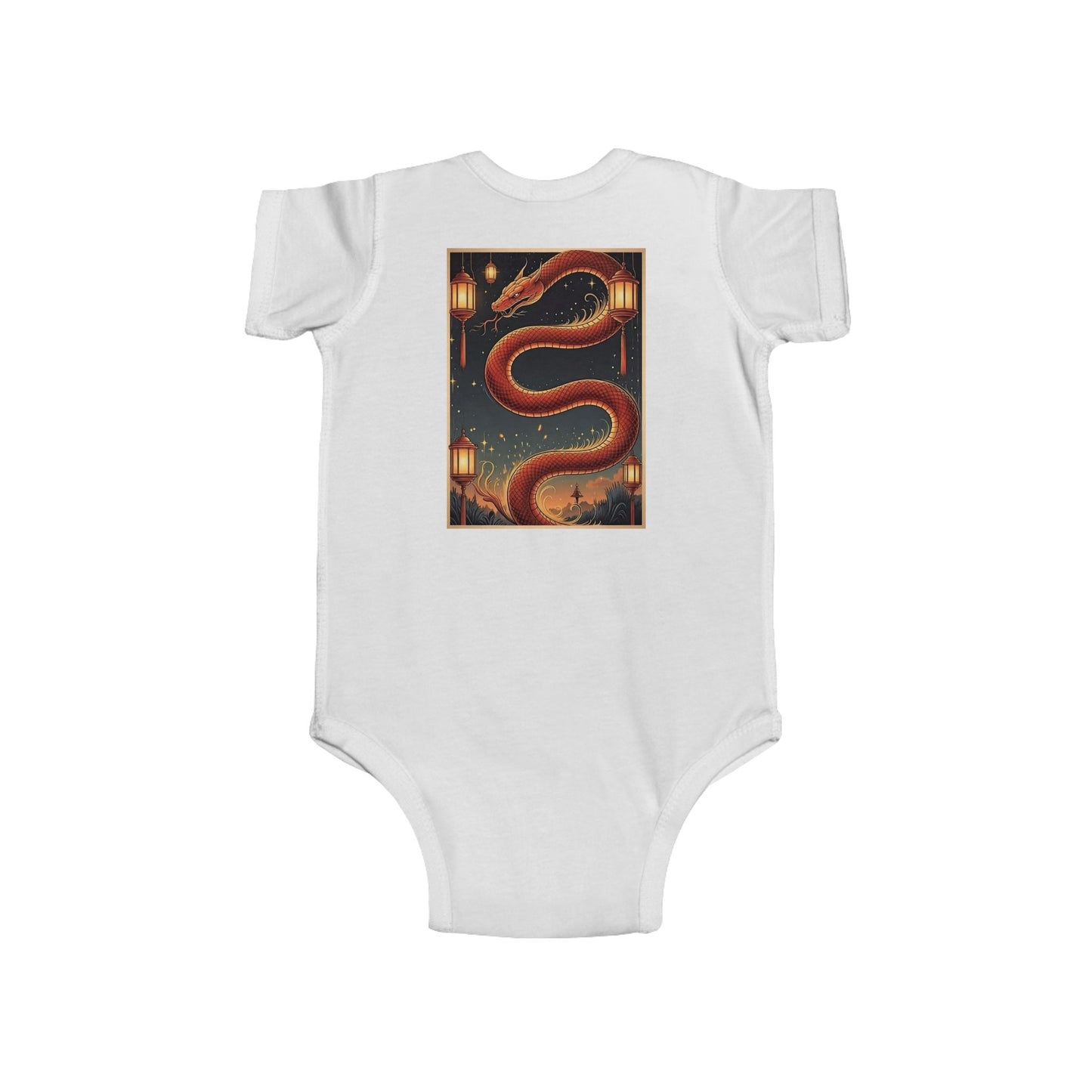 Zodiac Year of the Snake (2025+) Vintage Retro Art Series Cotton Jersey Baby Bodysuit - Combo Logo